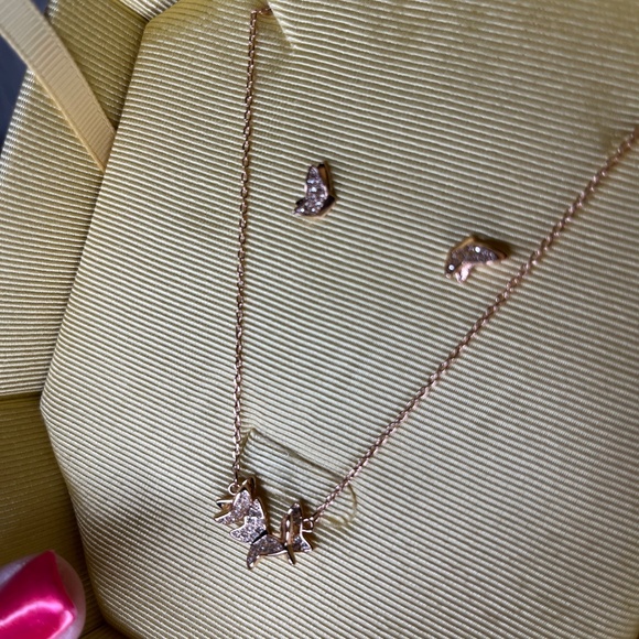 Glinda butterfly Swarovski rose gold plated necklace and earring set wicked - Picture 5 of 13
